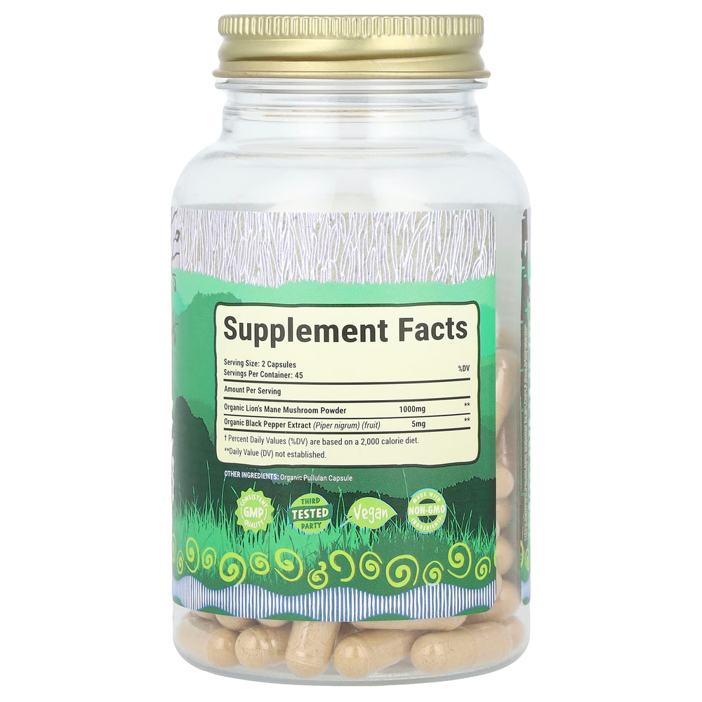 Maju Superfoods, Органический гриб из гривы, 90 капсул