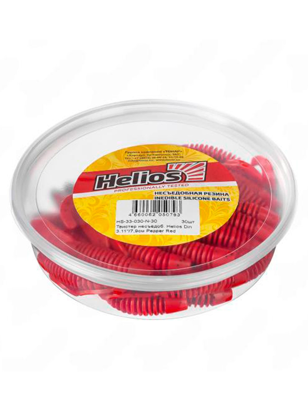 Твистер несъедобный Helios Din 3,11"/7,9см Pepper Red 30шт. (HS-33-030-N-30)