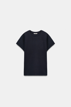 ZARA ФУТБОЛКА INTERLOCK С ЯПОНСКИМИ РУКАВАМИ, МОРСКОЙ СИНИЙ