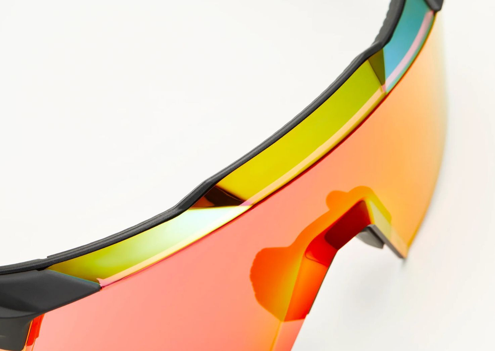 Спортивные очки 100% AEROCRAFT Soft Tact Black / HiPER Red Mirror Lens