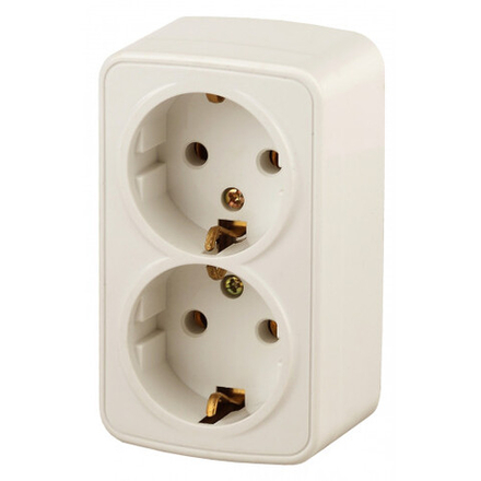 Розетка Intro Polo 3-204-02 2х2P+E Schuko 16А-250В IP20 ОУ слоновая кость