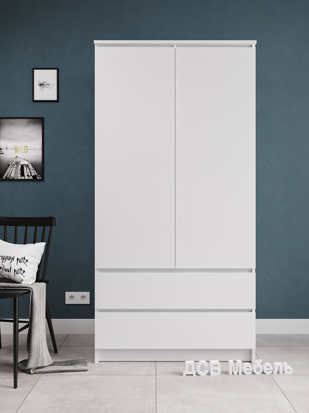 Шкаф Мори МШ900.1 (ш904*г504*в1800мм) Белый