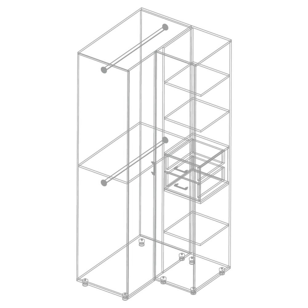 Шкаф 2-ств угловой МС "Сандра" (Белый лофт)