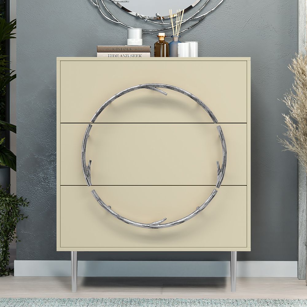 Комод Арт Колор matte Стайл Сильвер с 3 ящиками Серый шелк матовый