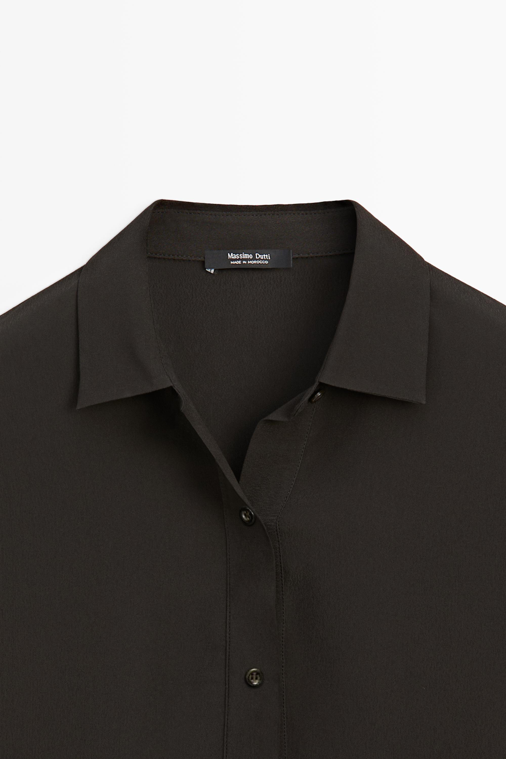 Massimo Dutti Рубашка с драпированными пуговицами, шоколадно-коричневый