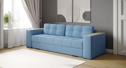 Диван раскладной Виконт, светло-голубой/мдф дуб канадский