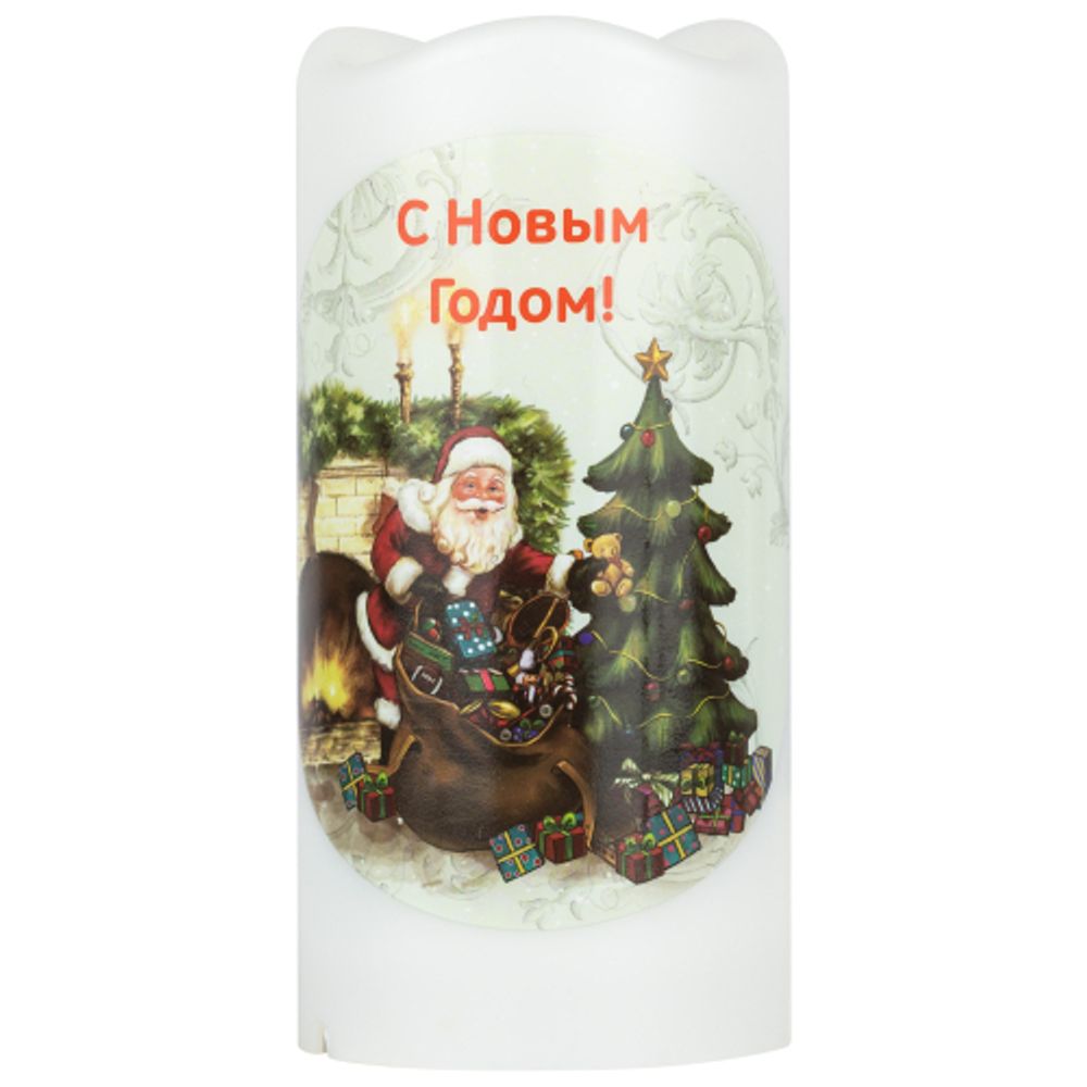 Светодиодный проектор ЭРА EGNDS -SK светильник новогодний Свеча Санта теплый свет LED 3*ААА 15 см