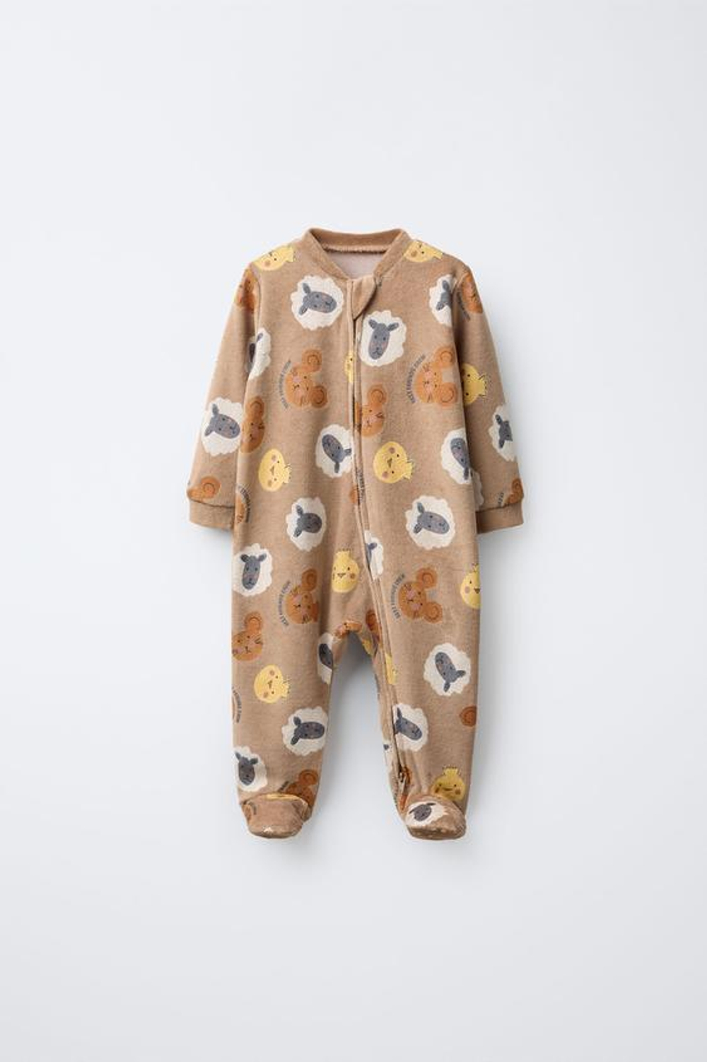 ZARA КОМБИНЕЗОН ИЗ ВЕЛЮРА С ЖИВОТНЫМ ПРИНТОМ, КОРИЧНЕВЫЙ