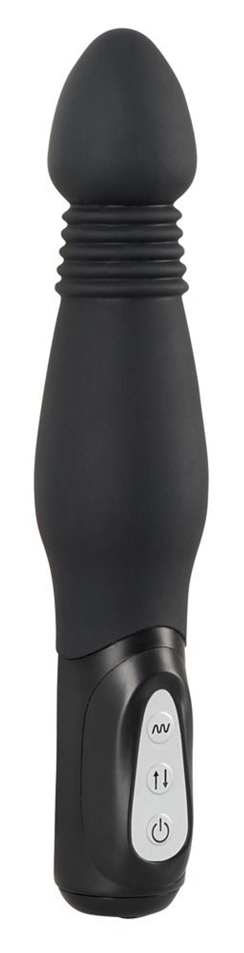 Чёрный анальный вибратор Thrusting Anal Vibe - 23,5 см.