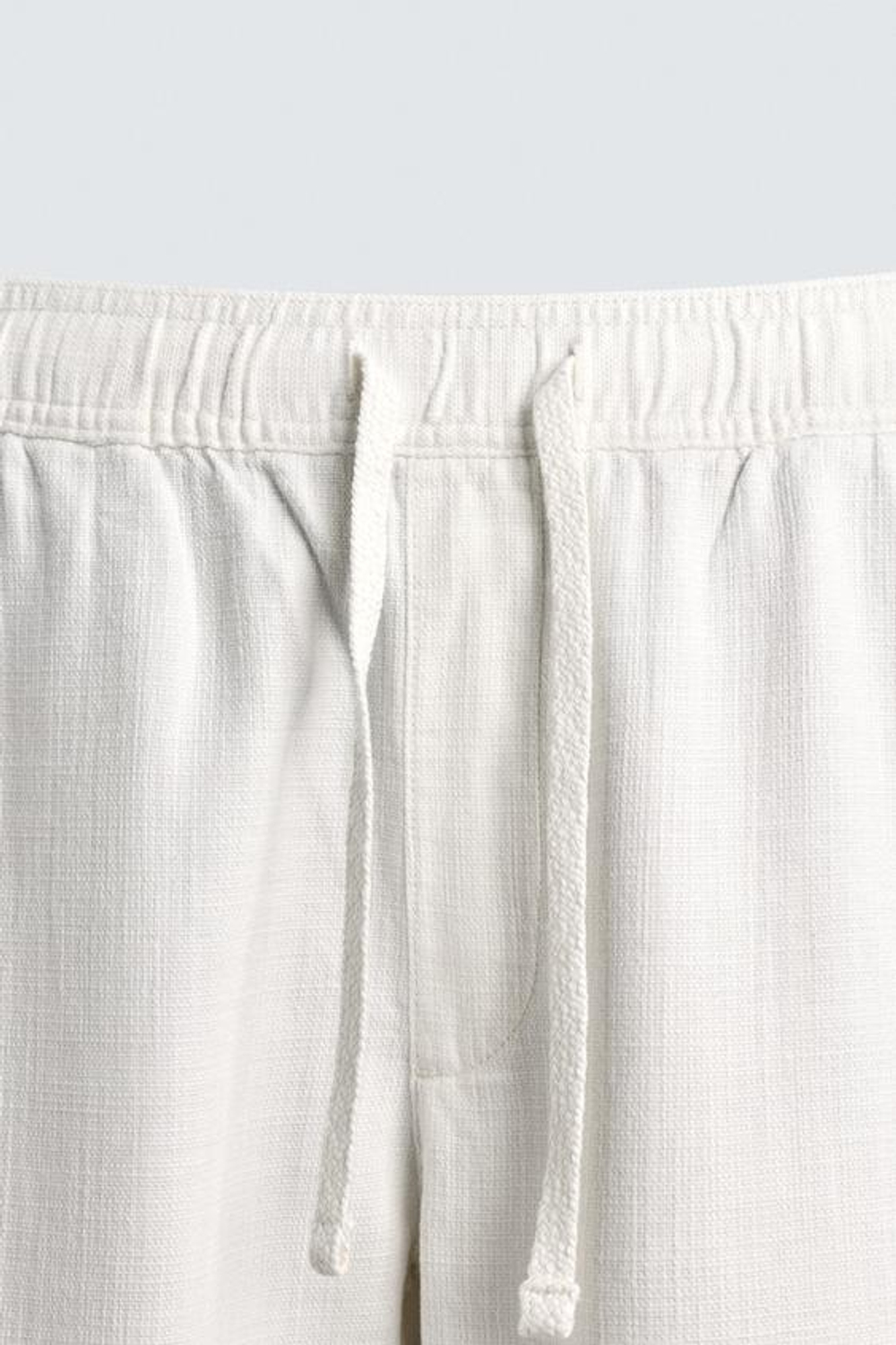 ZARA БРЮКИ RELAXED FIT С РЕЛЬЕФНОЙ СТРУКТУРОЙ, ЖЕЛТОВАТО-БЕЛЫЙ