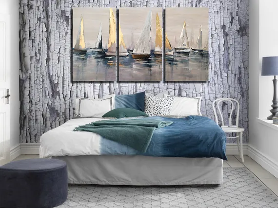 Модульная картина "Золотые парусники"