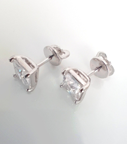 Серьги пусеты Эстерелла, серебро 925 пробы, фианит, родирование/Ф