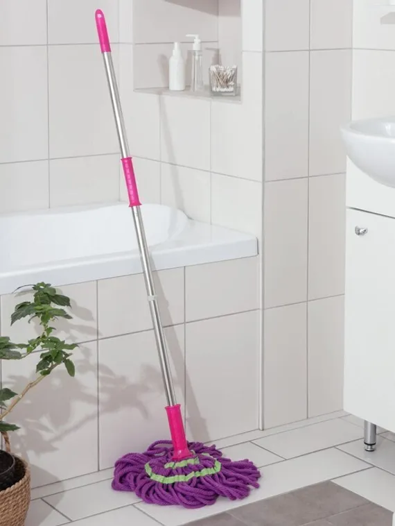 Швабра для мытья пола с отжимом Доляна, насадка из микрофибры 80 гр, стальная ручка 119 см, цвет МИКС