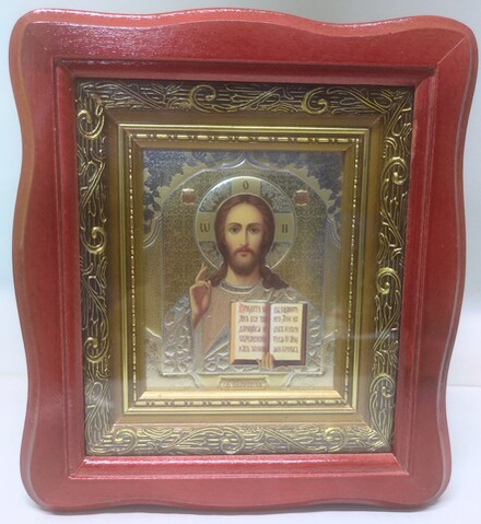 Икона Господь Вседержитель: кр. багет,  21,5 см (венчальная пара) (Греция)