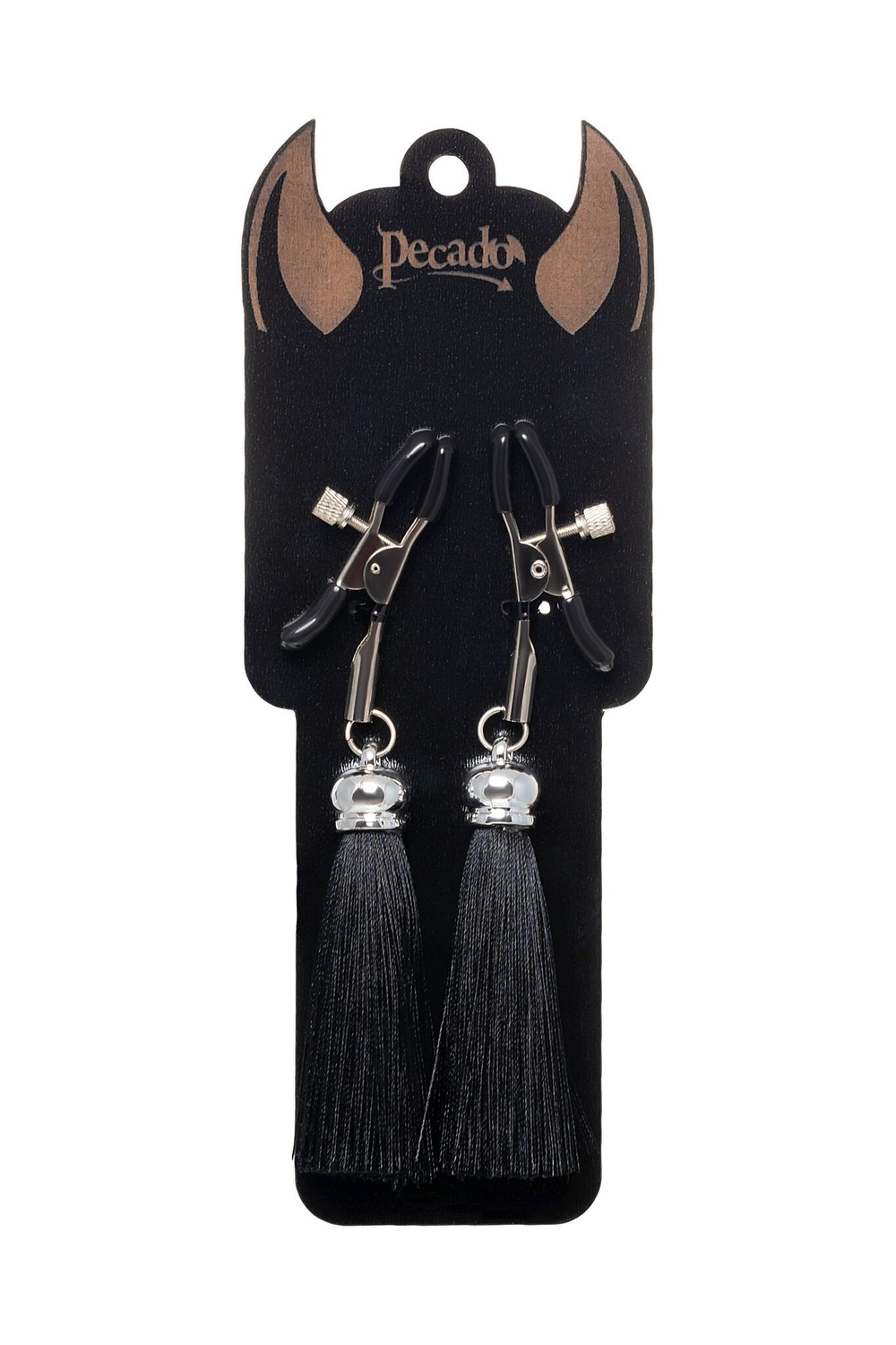 Зажимы на соски «Прищепки» с черными кисточками из шелка (Цвет: черный)