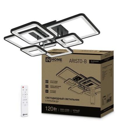 Светильник светодиодный ELEGANT ARISTO-B 120Вт 3000-6500К 8400лм 230В 686х587х151мм пульт ДУ черн. IN HOME 4690612047324