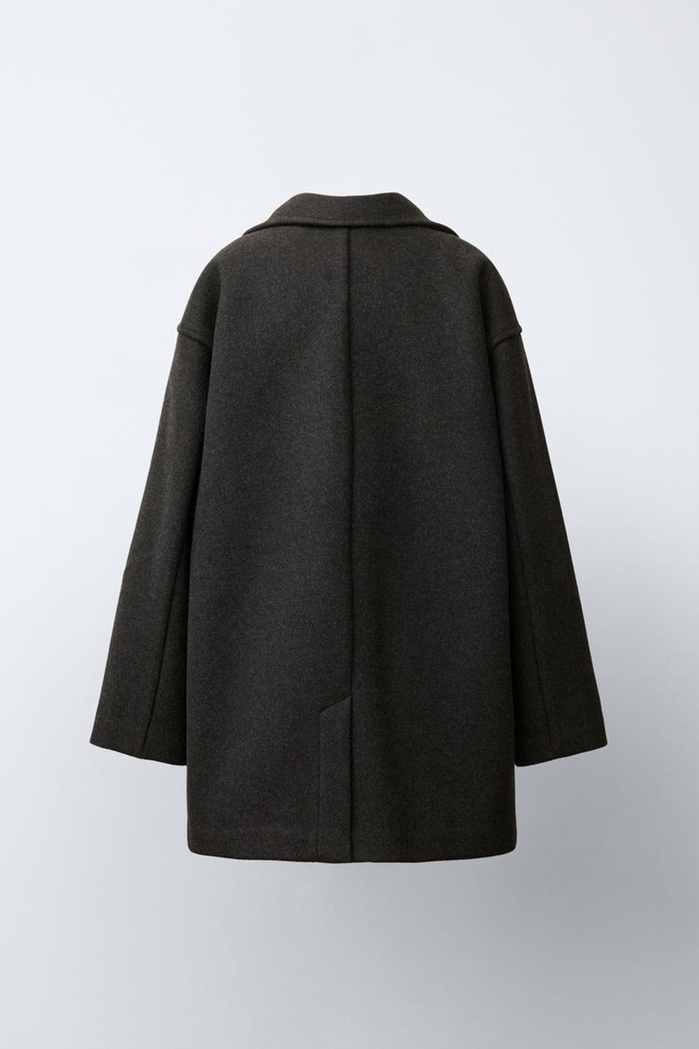 ZARA ДЛИННОЕ ПАЛЬТО ИЗ СИНТЕТИЧЕСКОЙ ШЕРСТИ, АНТРАЦИТОВО-СЕРЫЙ