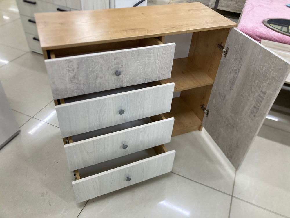 Комод на 1050 правый Ассоль Дуб бунратти/анкор белый/дельмар