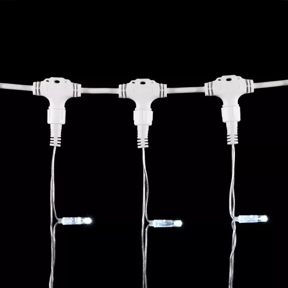 Светодиодный занавес с колпачком 2*3 м., 600 белых LED ламп, прозрачный провод ПВХ, IP65, LTC (PCL602CAP-10-2W)
