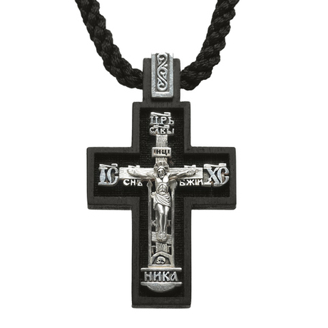 Крест из дерева с серебряным распятием