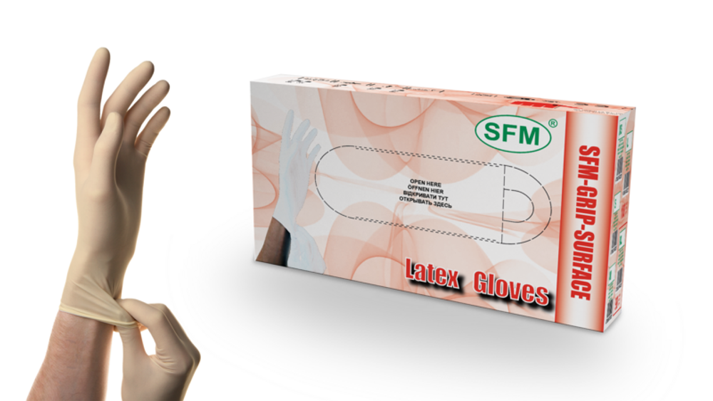 Перчатки смотровые нестерильные латексные неопудренные L 254 SC SFM 50 пар
