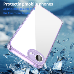 Чехол прозрачный для iPhone 16e, мягкие усиленные боковые рамки фиолетового цвета