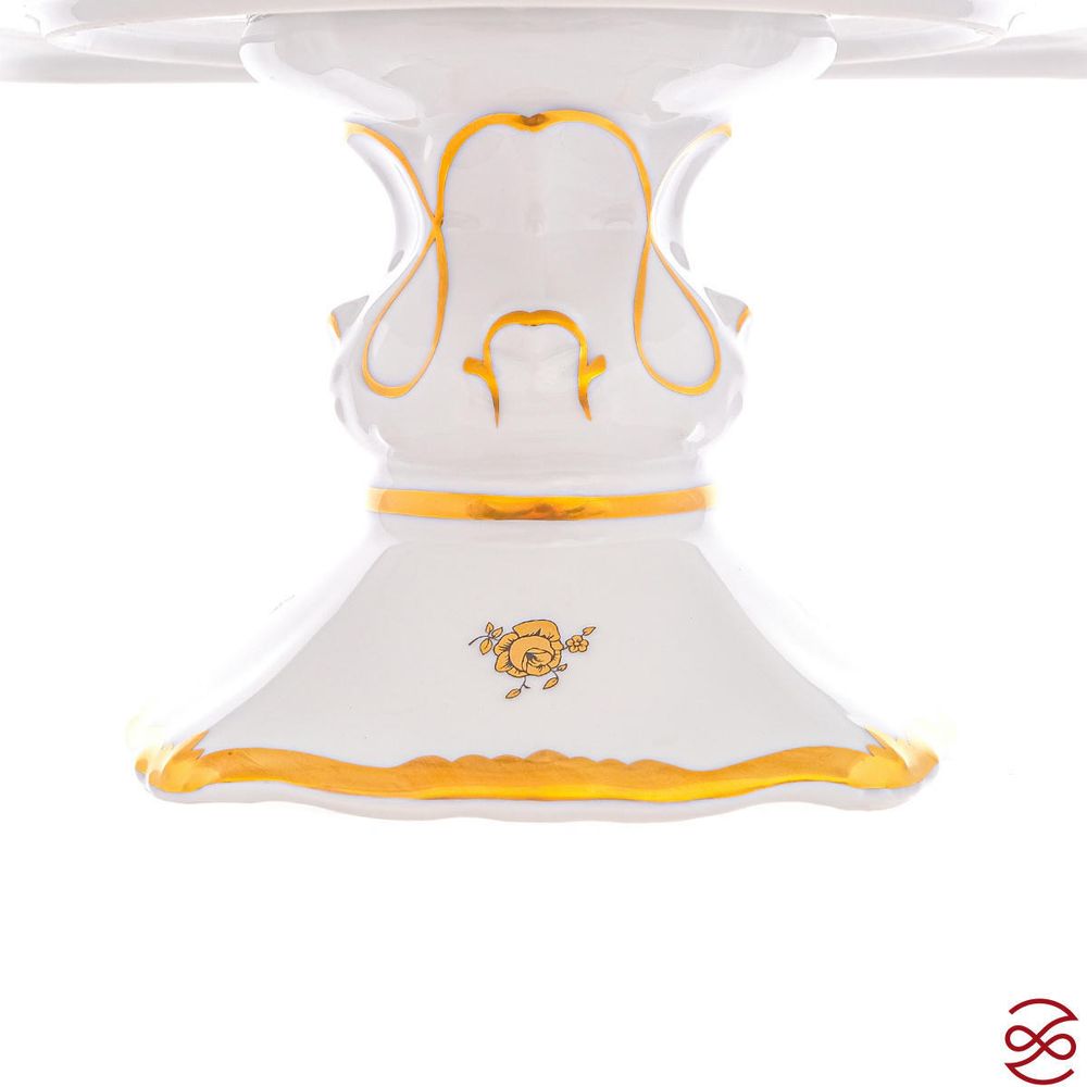 Блюдо квадратное на ножке Queen's Crown Золотая роза 32*32 см