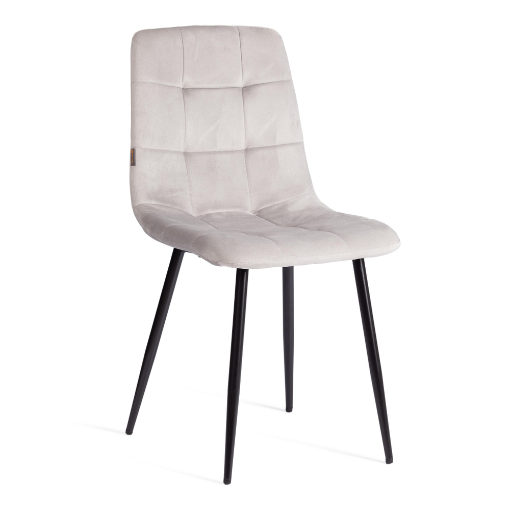 Стул CHILLY (mod. JSC-220) Велюр/металл , 44,5х52,5х88 см, Light grey (светло-серый) HLR14 / черный (Комплект из 4 шт.)