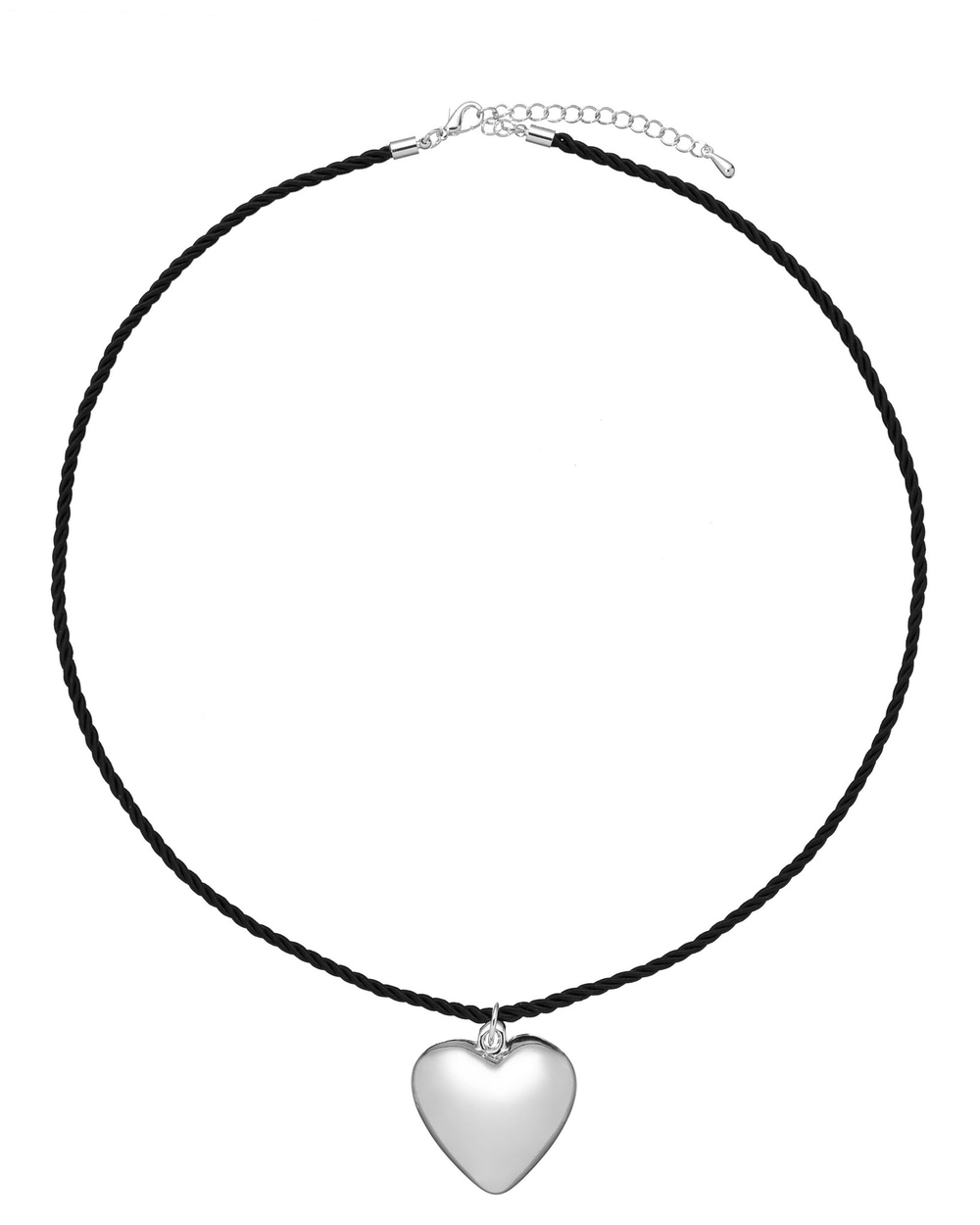 Подвеска металлическое сердце, шнурок с регулировкой, серебро
