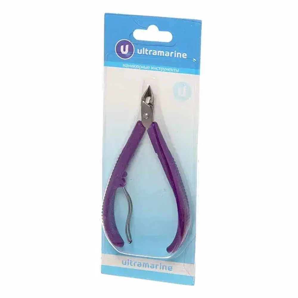 Кусачки для кутикулы, на блистере «Ultramarine», одна пружина, ручки пластик, цвет микс, на блистере,11см.