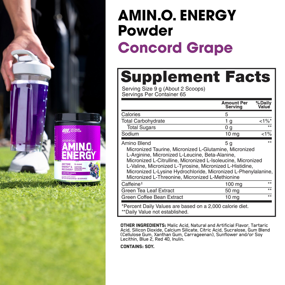 Optimum Nutrition, Essential Amin.O. Energy®, виноград Конкорд, 585 г (1,29 фунта)