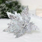 Украшение новогоднее «Пуансеттия - Царица ночи» 24 см, Серебро