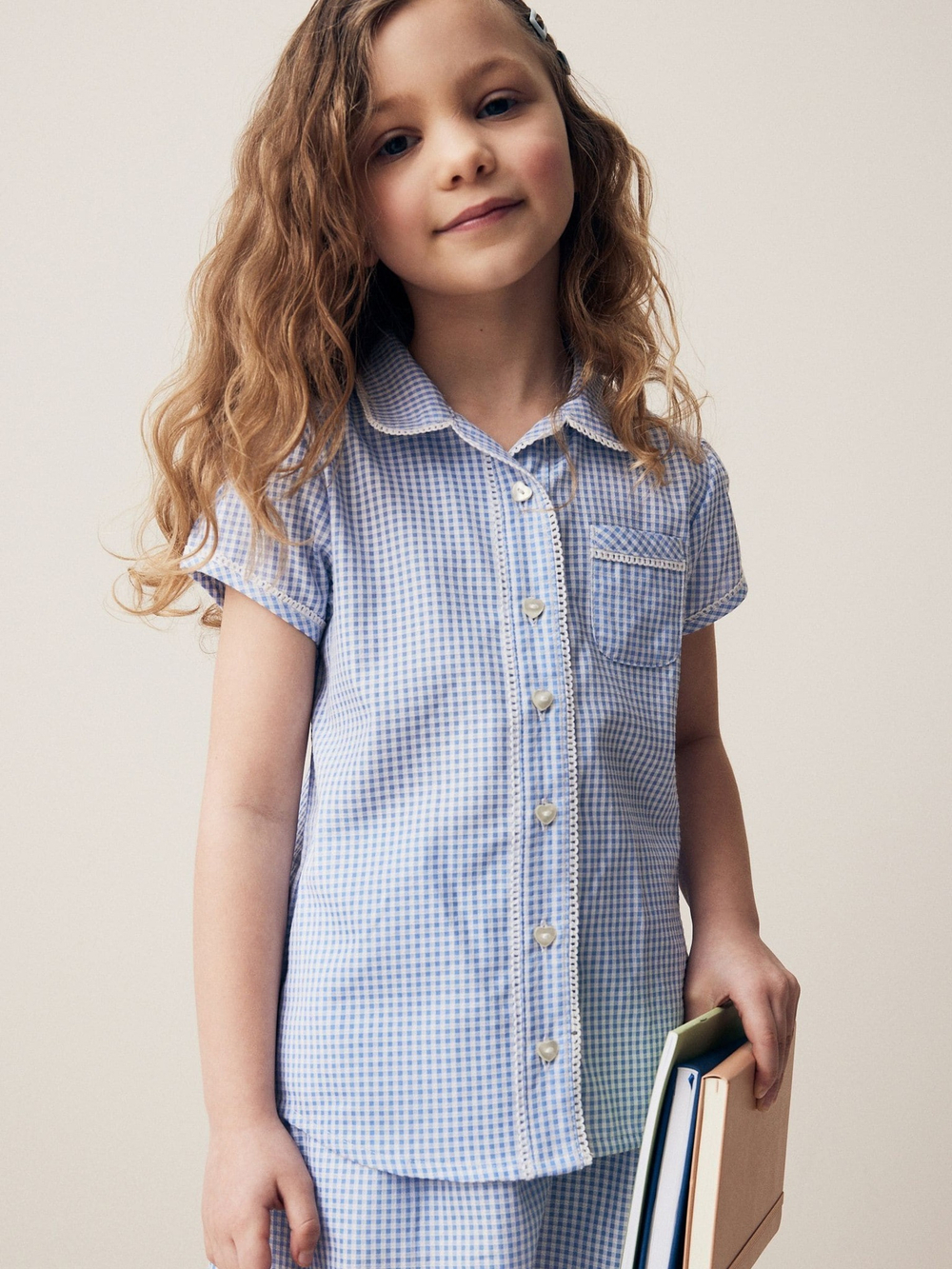 Рубашка с коротким руковом для девочки Next Q77-085, Голубой