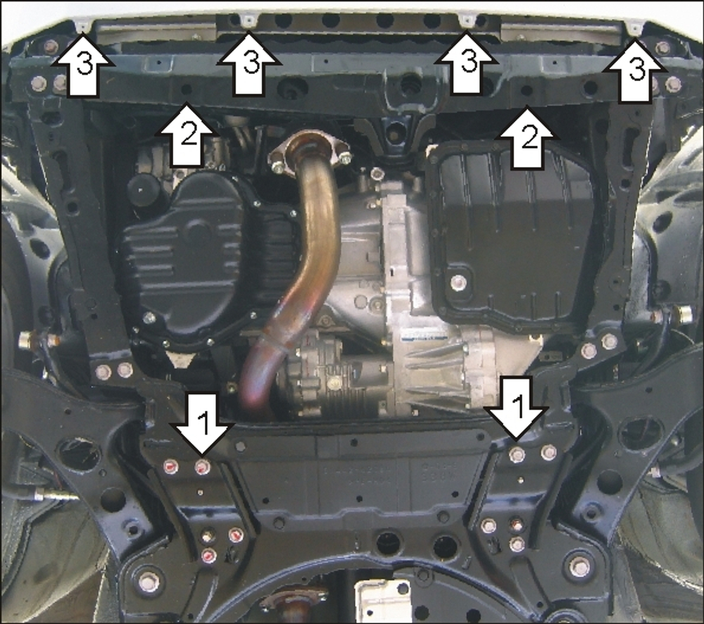 Защита картера Двигателя, КПП. 2 мм, Сталь. для Toyota RAV 4 2010-2013, Toyota Vanguard 2005-2013, Toyota RAV 4 2005-2009 MOTODOR.72535