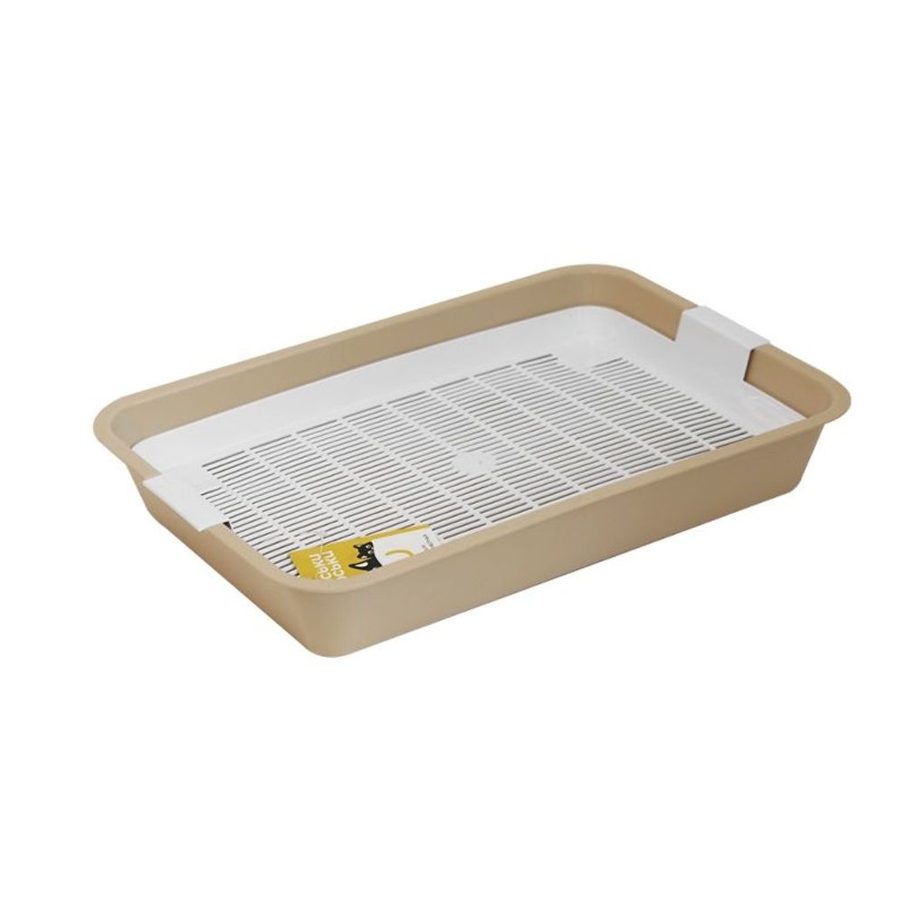 Туалет для кошек "Моськи-Авоськи" с сеткой, 40*26*6,5см, бежевый