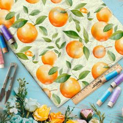 Ткань премиум бифлекс акварельные апельсины