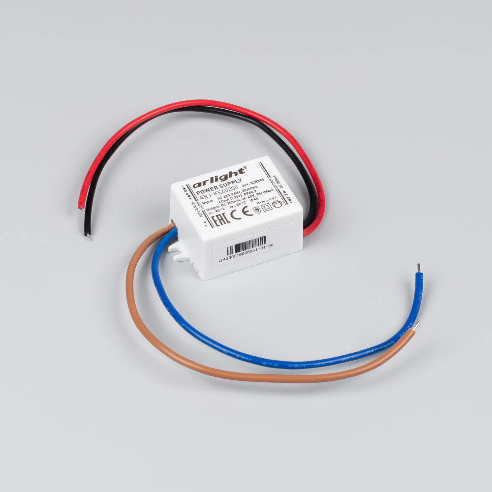 Блок питания ARJ-KE40200 (8W, 200mA, PFC) (Arlight, IP44 Пластик, 5 лет) 028395
