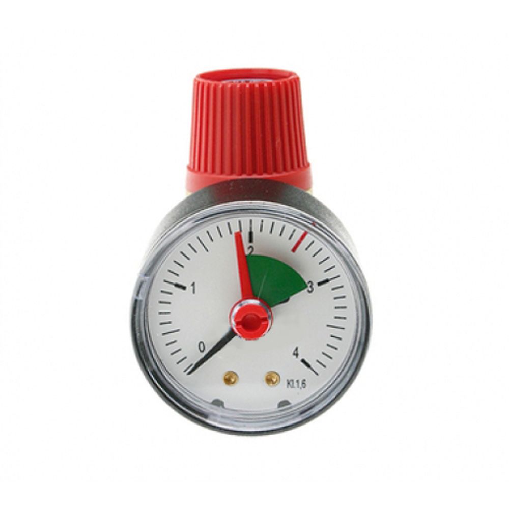 Клапан предохранительный STOUT - 1/2&quot;, сброс 3/4&quot; (ВР/ВР, Tmax 110°C, Рн 2.5 бар, с манометром)
