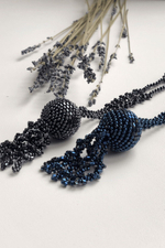 Подвеска "Шарик" Синий ручной работы оплетённый бисером