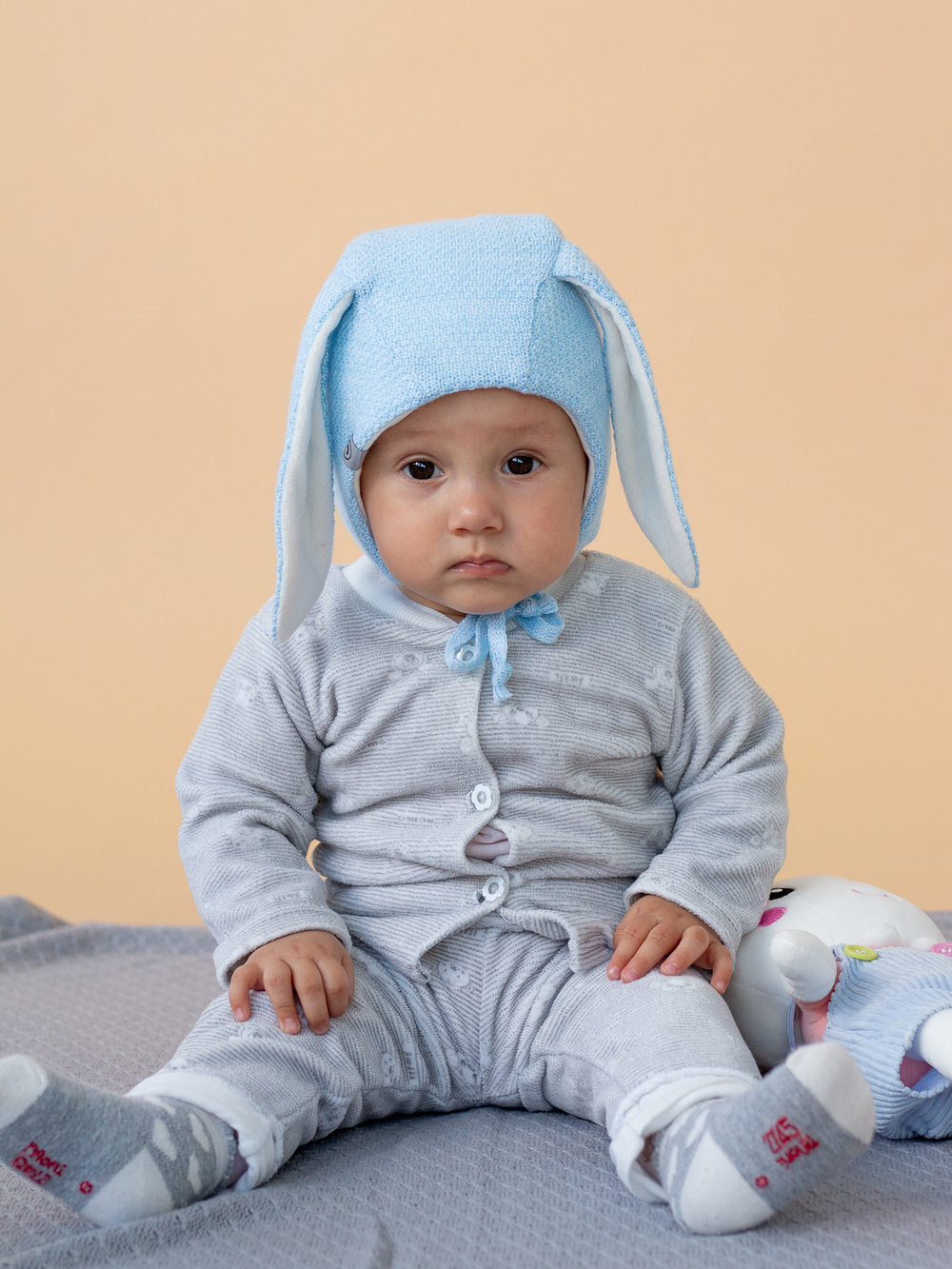 Шапка зимняя вязаная (Иней) БАННИ Зайка