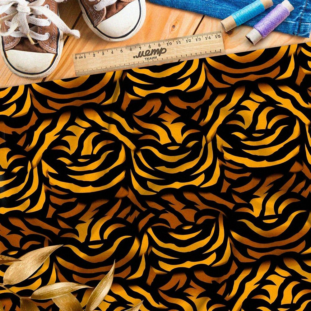 Ткань премиум габардин фантазия на звериную классику