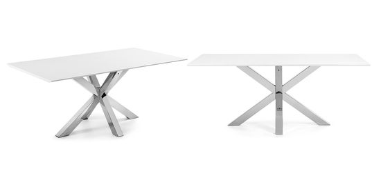 Лакированный стол Arya белый на хромированных ножках 200x100