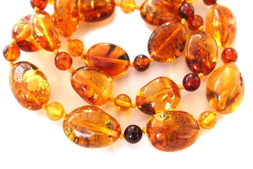 Бусы из янтаря оливка и шарик (8305)