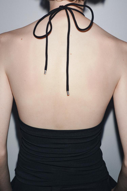 ZARA КРЕПОВЫЙ ТОП С ГОРЛОВИНОЙ ХАЛТЕР, ЧЕРНЫЙ