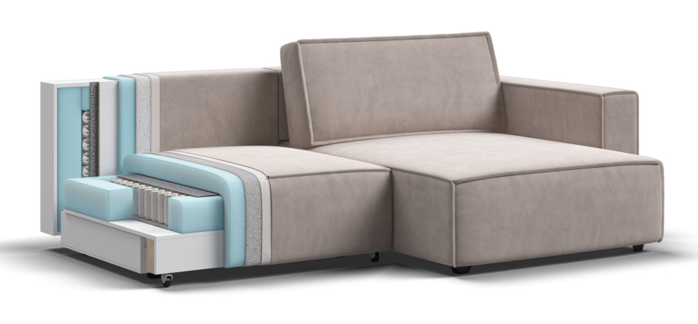 Угловой диван BOSS SOFT MODOOL велюр Monolit латте