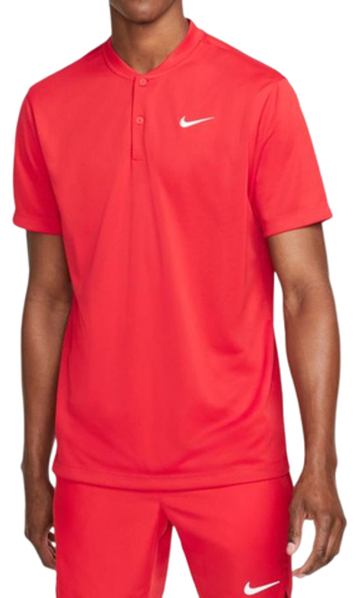 Мужское теннисное поло Nike Men's Court Dri-Fit Blade Solid Polo - university red/white