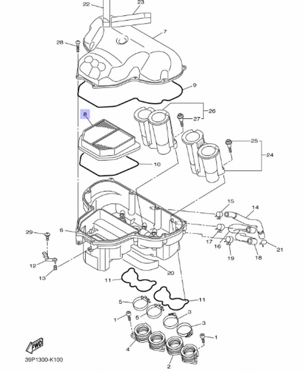 Фильтр воздушный для мотоцикла Yamaha; 2D1144510000