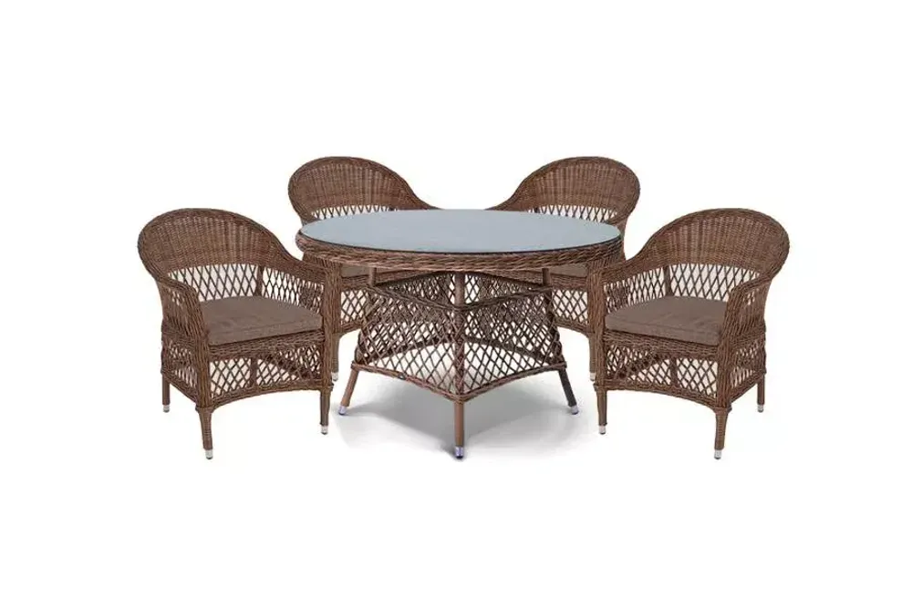 "Эспрессо-120 S" обеденная группа плетеная, цвет коричневый