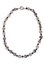 Бусы из натурального серого агата и раухтопаза