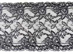 Эластичное кружево, ОПТ, черный, 25 см (Артикул: EK-1025), м